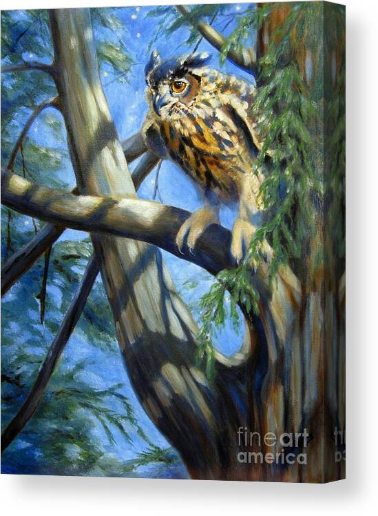 Owl Canvas Print featuring the painting Eminent Flight by Pat Burns