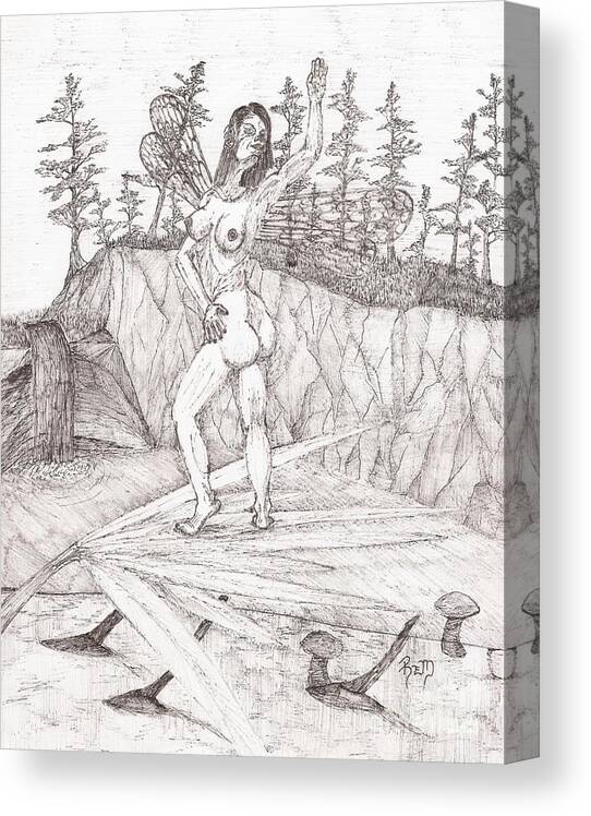 Fairy Canvas Print featuring the drawing Flexible In The Morning... - Sketch by Robert Meszaros