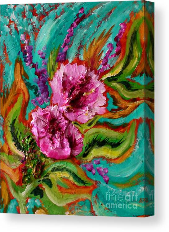 Flowers Canvas Print featuring the mixed media Flora Latino by Genie Morgan
