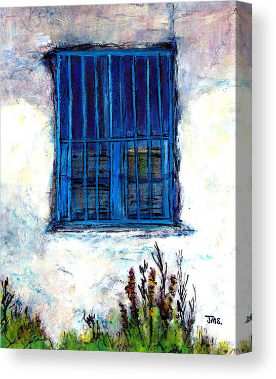 Greece Canvas Print featuring the painting Greek Facade by Jackie Sherwood