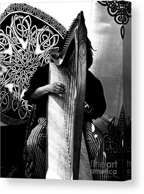 Music Canvas Print featuring the photograph Harp Player by Danuta Bennett