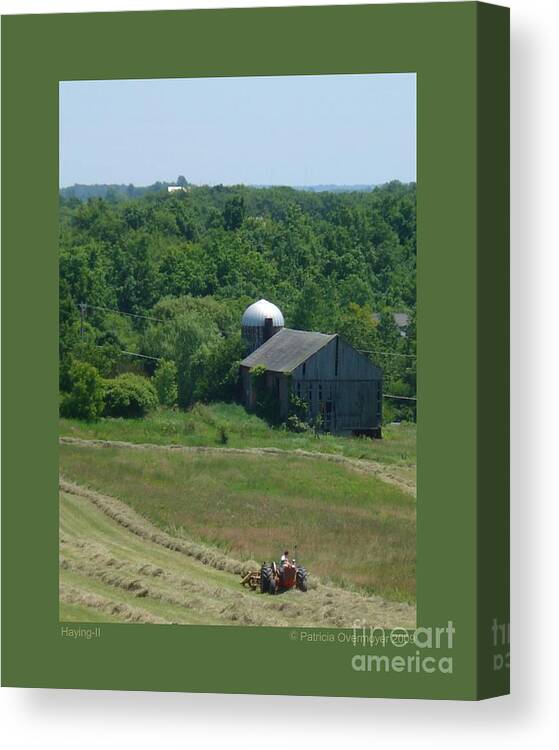 Landscape Canvas Print featuring the photograph Haying-II by Patricia Overmoyer