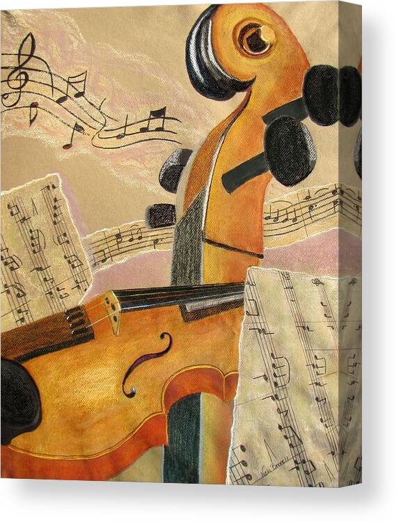 Music Canvas Print featuring the painting I Can Hear Music by Vicki Brevell