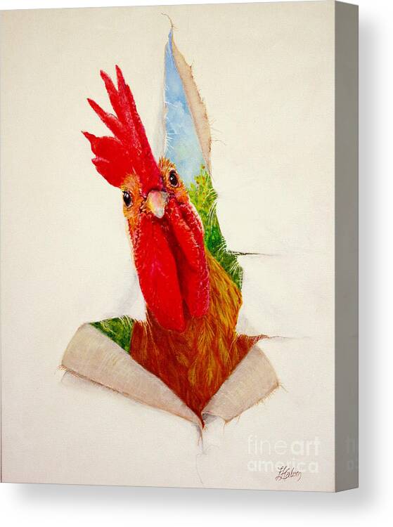 Rooster Canvas Print featuring the painting I Had a Breakthrough by Greg and Linda Halom