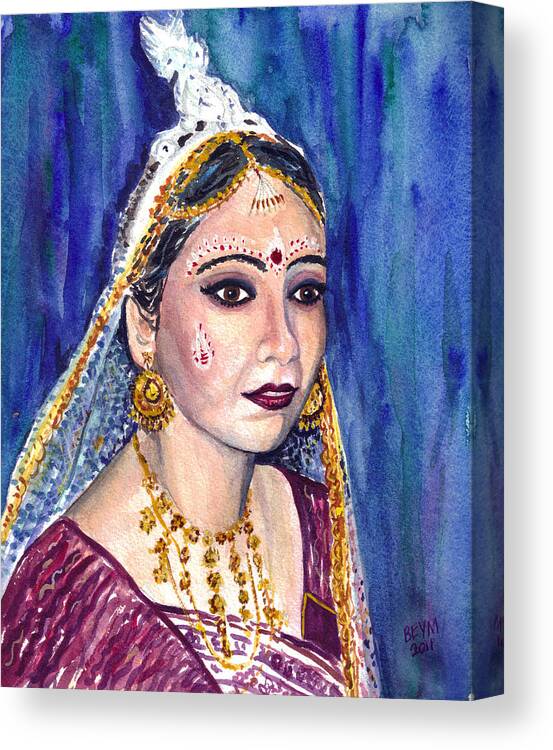 Indian Bride Canvas Print featuring the painting Indian Bride by Clara Sue Beym