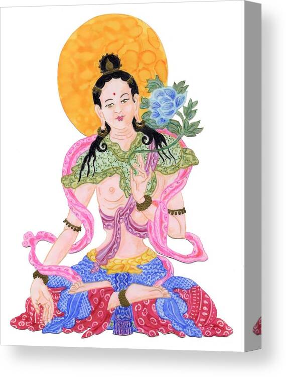 Buddha Canvas Print featuring the drawing Ink White Tara by Suzan Sommers