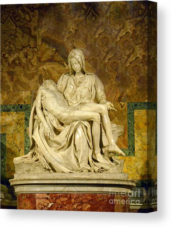 Jesus Canvas Print featuring the photograph La Pieta by Michelangelo by Nancy Bradley