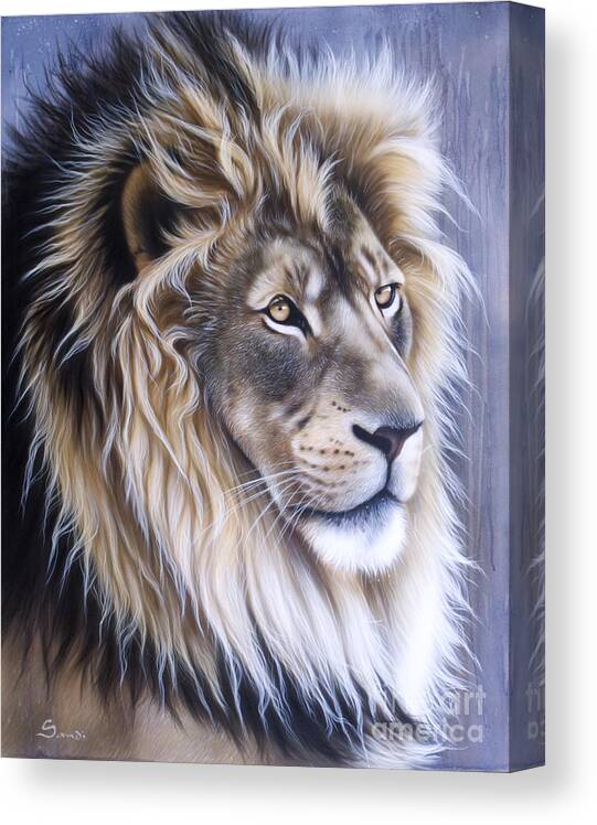 Lion Canvas Print featuring the painting Leo by Sandi Baker