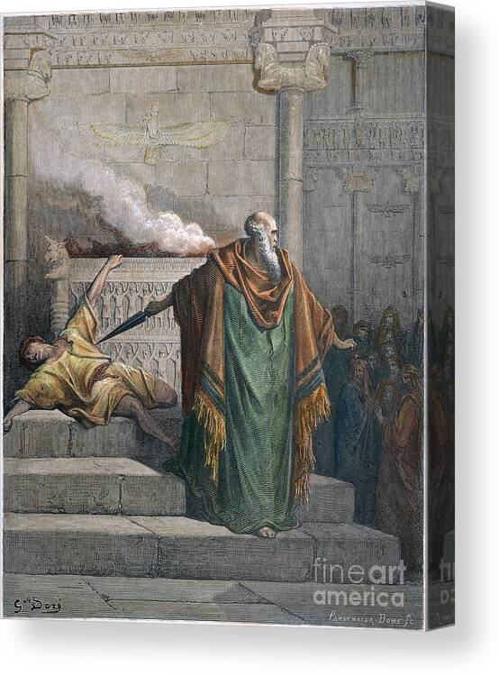 2nd Century B.c. Canvas Print featuring the drawing Mattathias And The Idolator by Gustave Dore