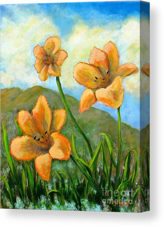Lily Canvas Print featuring the painting Morning Glow by Laurie Morgan