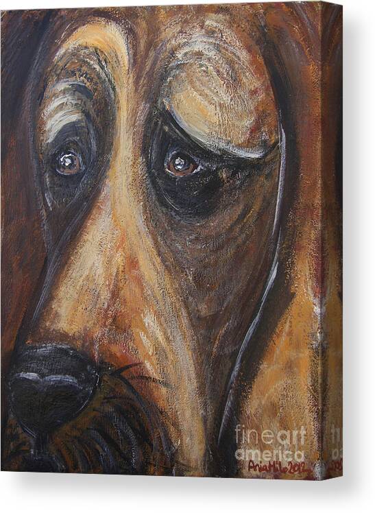 Hunddog Canvas Print featuring the painting Nothin But A Hunddog by Ania M Milo