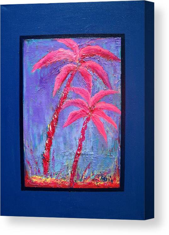 Pink Canvas Print featuring the painting Palm Tree Series 14 by Karin Eisermann