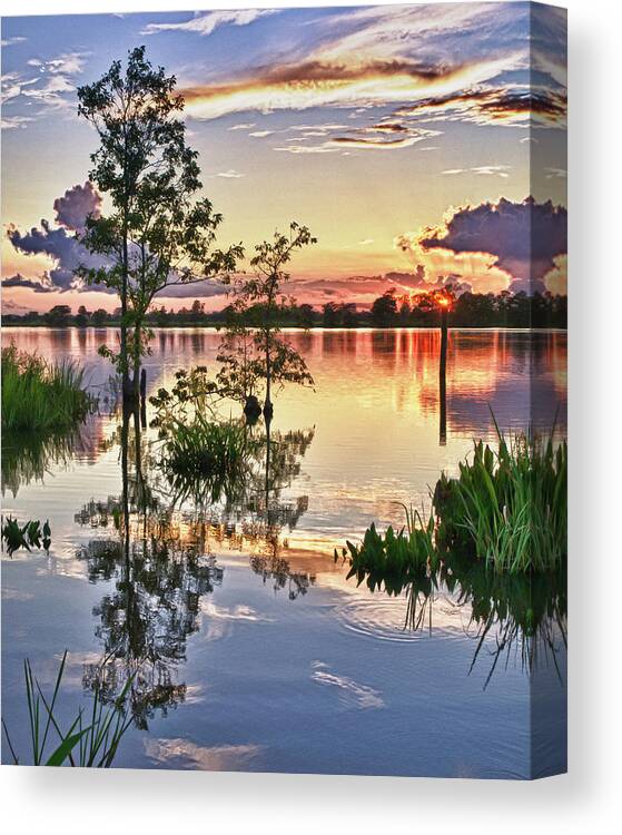 Heritage Sunset Canvas Print featuring the photograph Peaceful Reflections by Mike Covington