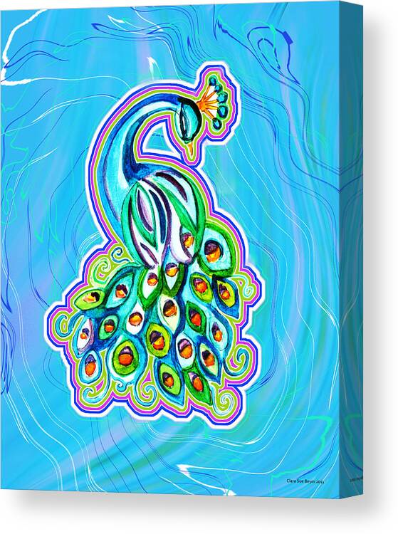 Peacock Canvas Print featuring the digital art Peacock Swirl by Clara Sue Beym