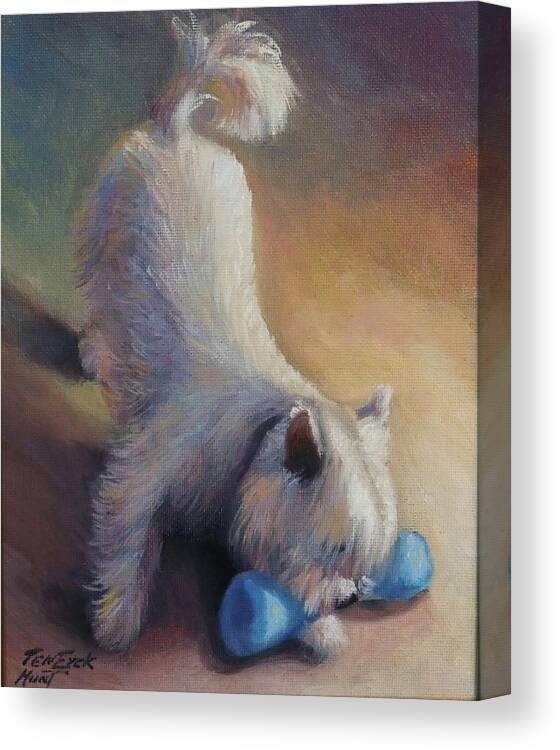 West Highland Terrier Canvas Print featuring the painting Playful Westie by Gretchen Ten Eyck Hunt