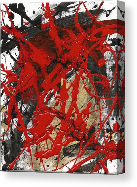  Canvas Print featuring the painting Red Black and Gold July 27 2012 Series Number 2   03 by Gustavo Ramirez