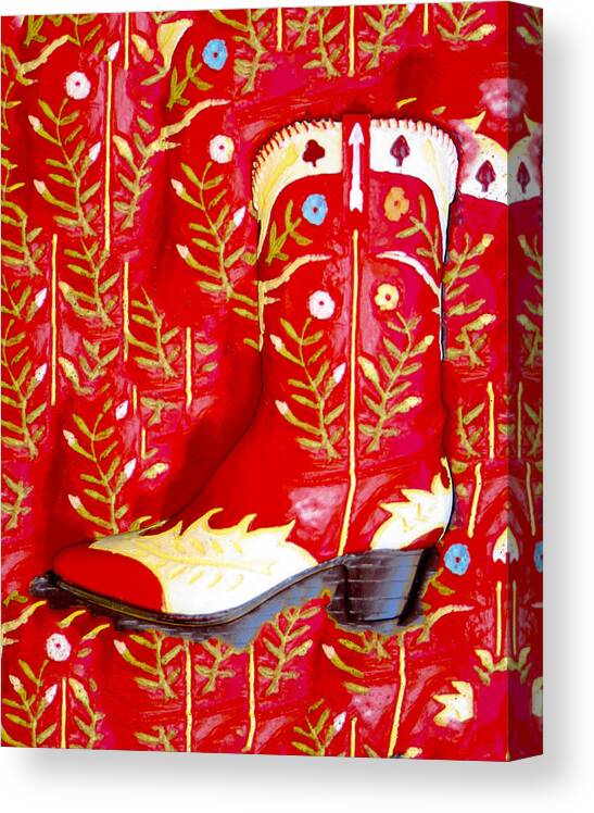 Cowboy Canvas Print featuring the photograph Red Boot by Jim Painter