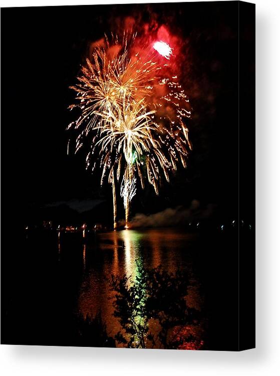 Fireworks Canvas Print featuring the digital art Red Capped Fireball by Don Mann