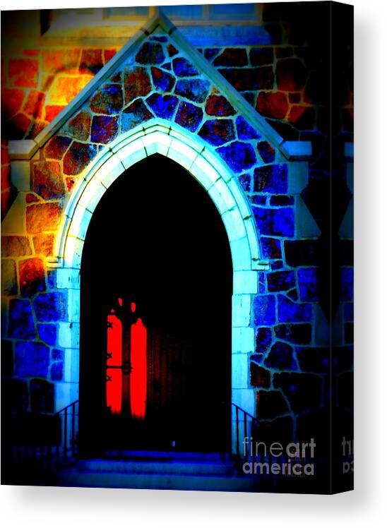 Door Canvas Print featuring the photograph Red Door Church by Leela Arnet