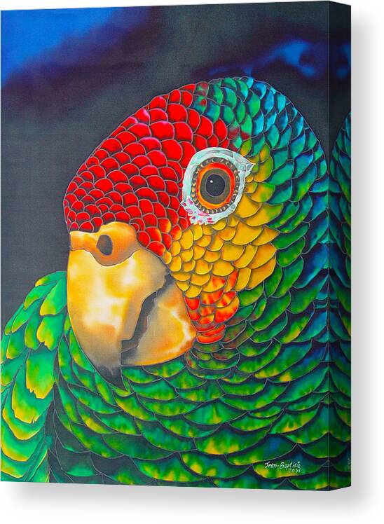 Amazon Parrot Canvas Print featuring the painting Red Lored Parrot by Daniel Jean-Baptiste