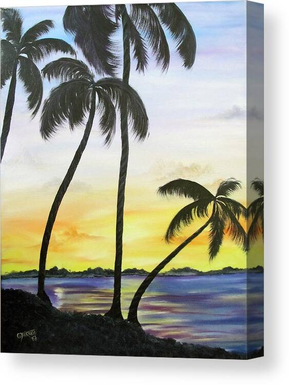 Beach Canvas Print featuring the painting Silhouette by Gloria E Barreto-Rodriguez