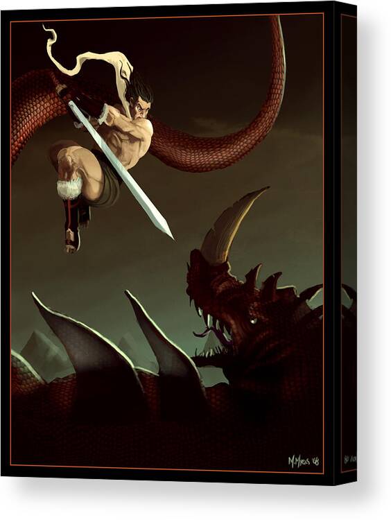 Dragon Canvas Print featuring the digital art Slay the Dragon by Michael Myers