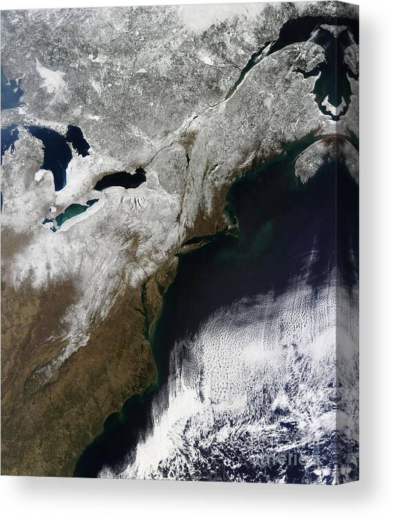 Storm Canvas Print featuring the photograph Snow Cover Stretching From Canada by Stocktrek Images