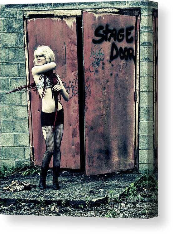 Grunge Canvas Print featuring the photograph Stage Door by Terry Doyle