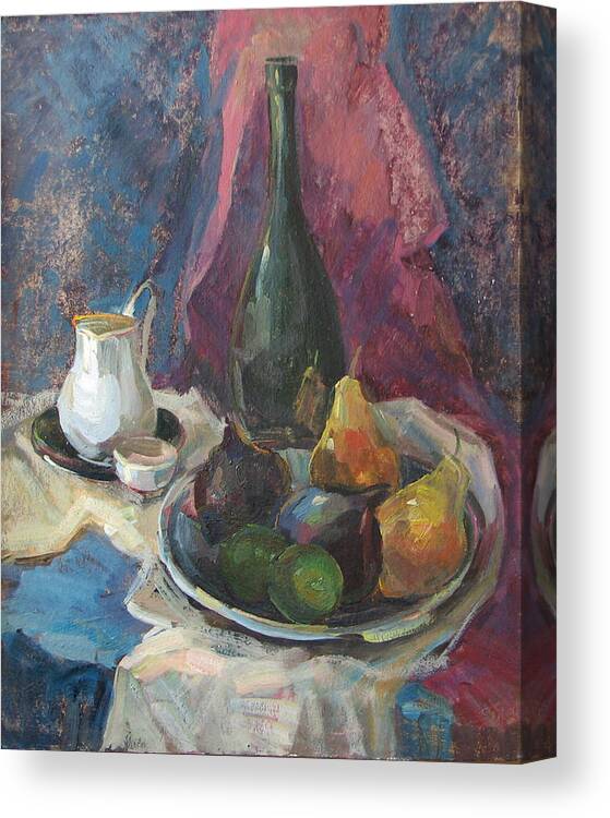 Still Life Canvas Print featuring the painting Still life with fruit by Juliya Zhukova