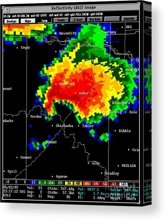 Science Canvas Print featuring the photograph Supercell With Hook Echo, Radar by Science Source
