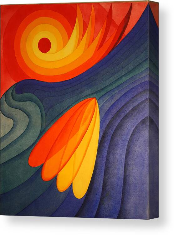 Color Canvas Print featuring the painting Surfing Symbolism by Paul Amaranto