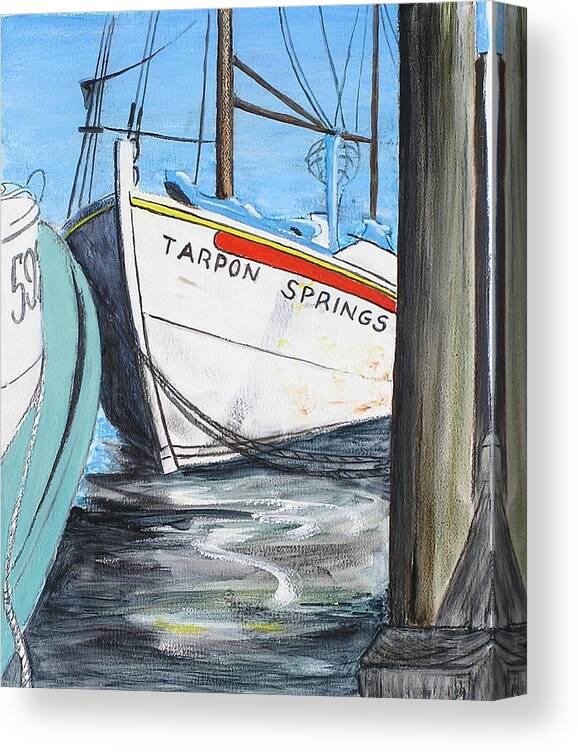 Fine Art Canvas Print featuring the painting Tarpon Springs by G Linsenmayer