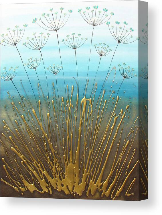 Allium Canvas Print featuring the painting Teal Alliums by Amanda Dagg