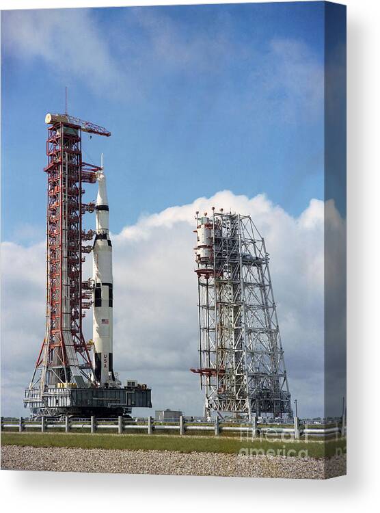 1969 Canvas Print featuring the photograph The Apollo 12 Space Vehicle At Kennedy by Stocktrek Images