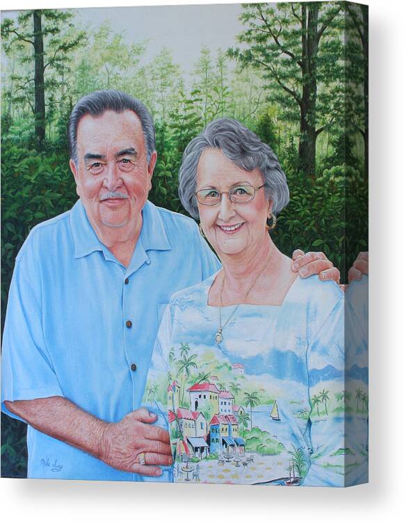 Portraits Canvas Print featuring the painting The Armstrongs by Mike Ivey