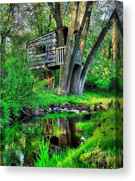 Treehouse Canvas Print featuring the photograph Treehouse by the water by Nick Zelinsky Jr