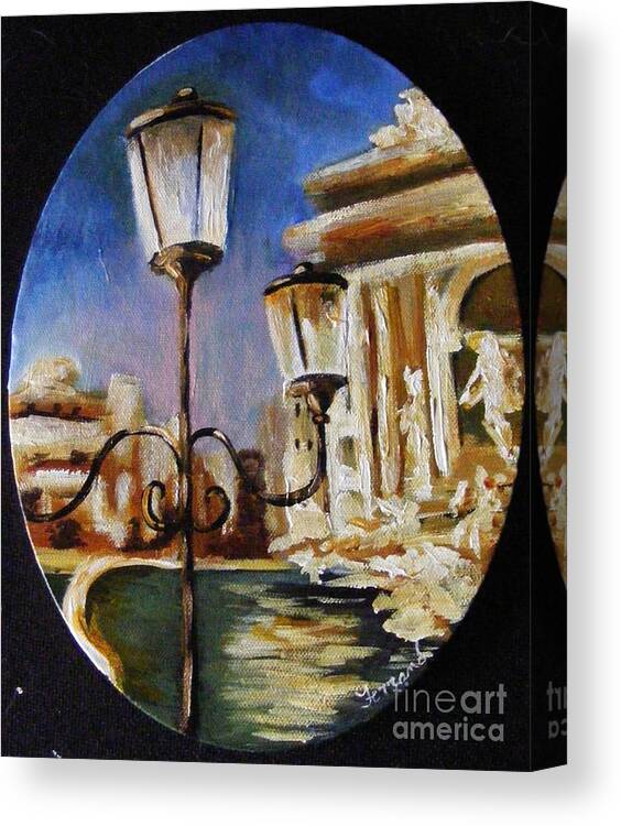 Rome Canvas Print featuring the painting Trevi Fountain by Karen Ferrand Carroll