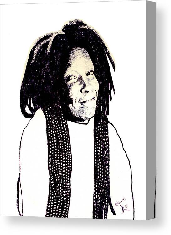 Whoopi Goldberg Canvas Print featuring the drawing Whoopi by Lee McCormick