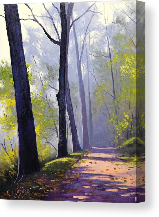 Trees Canvas Print featuring the painting Wooded Trail by Graham Gercken
