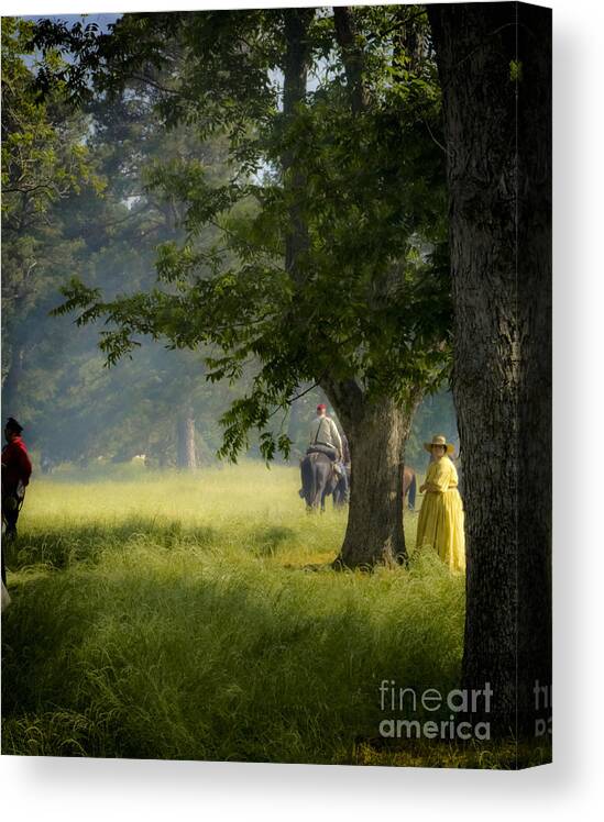 Reenactments Canvas Print featuring the mixed media Yellow Dress by Kim Henderson