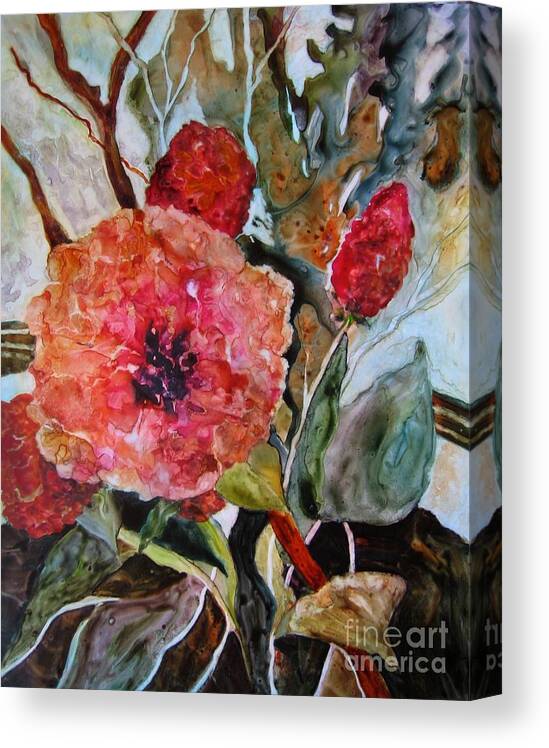 Floral Canvas Print featuring the painting Yupo Floral by Vicki Brevell