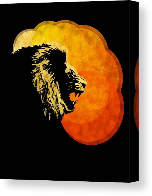 Lion Illustration Canvas Print featuring the painting lion illustration print silhouette print NIGHT PREDATOR by Sassan Filsoof