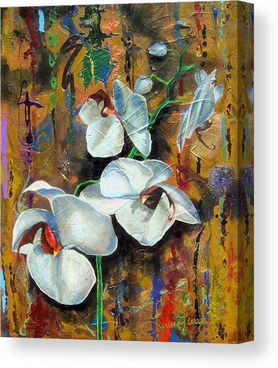 Flowers Canvas Print featuring the painting Orchid YO by Laura Pierre-Louis