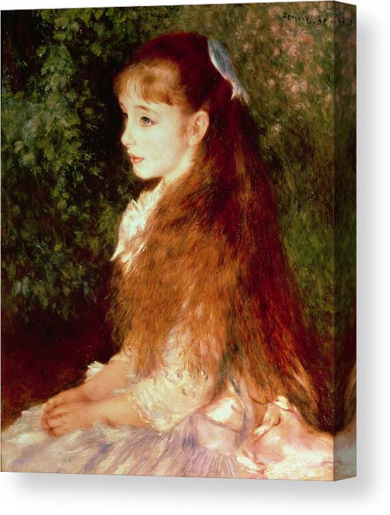 Impressionist; Girl; Young; Sister; Anvers Canvas Print featuring the painting Portrait of Mademoiselle Irene Cahen d'Anvers by Pierre Auguste Renoir