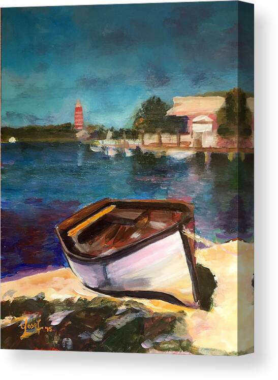 Abaco Canvas Print featuring the painting Abaco Dinghy #2 by Josef Kelly