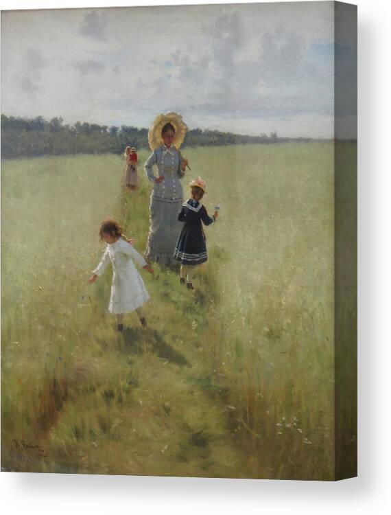 Ilya Repin Canvas Print featuring the painting At the Boundary by Ilya Repin