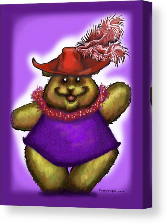Bear Canvas Print featuring the digital art Bear in Red Hat #1 by Kevin Middleton
