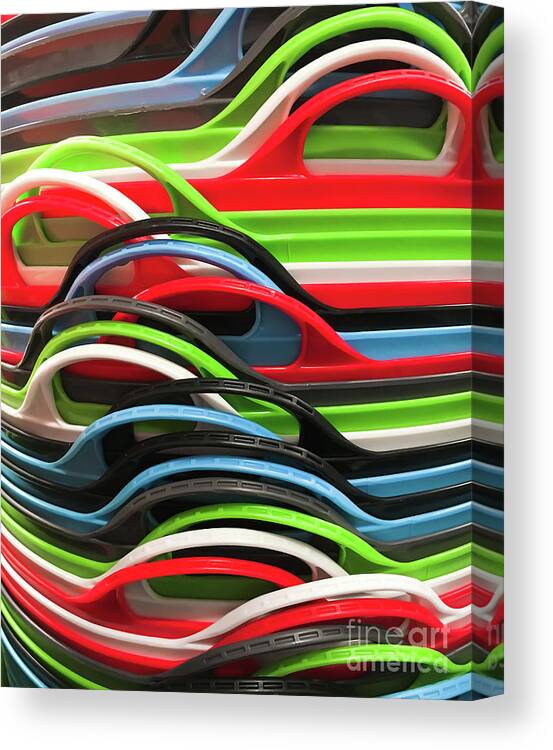 Abstract Canvas Print featuring the photograph Colourful plastic containers #1 by Tom Gowanlock
