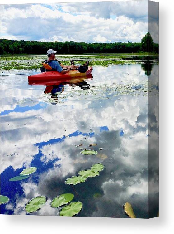 Kayak Canvas Print featuring the photograph Floating in the Sky #1 by Sarah Lilja