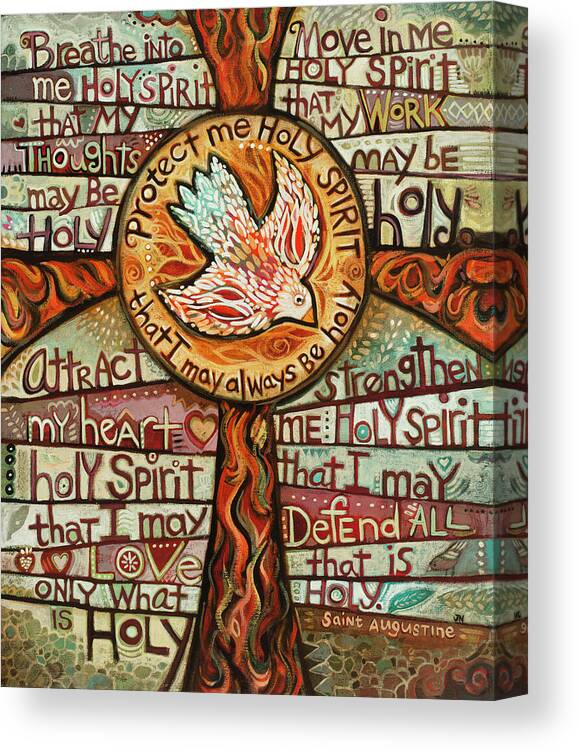 Jen Norton Canvas Print featuring the painting Holy Spirit Prayer by St. Augustine by Jen Norton